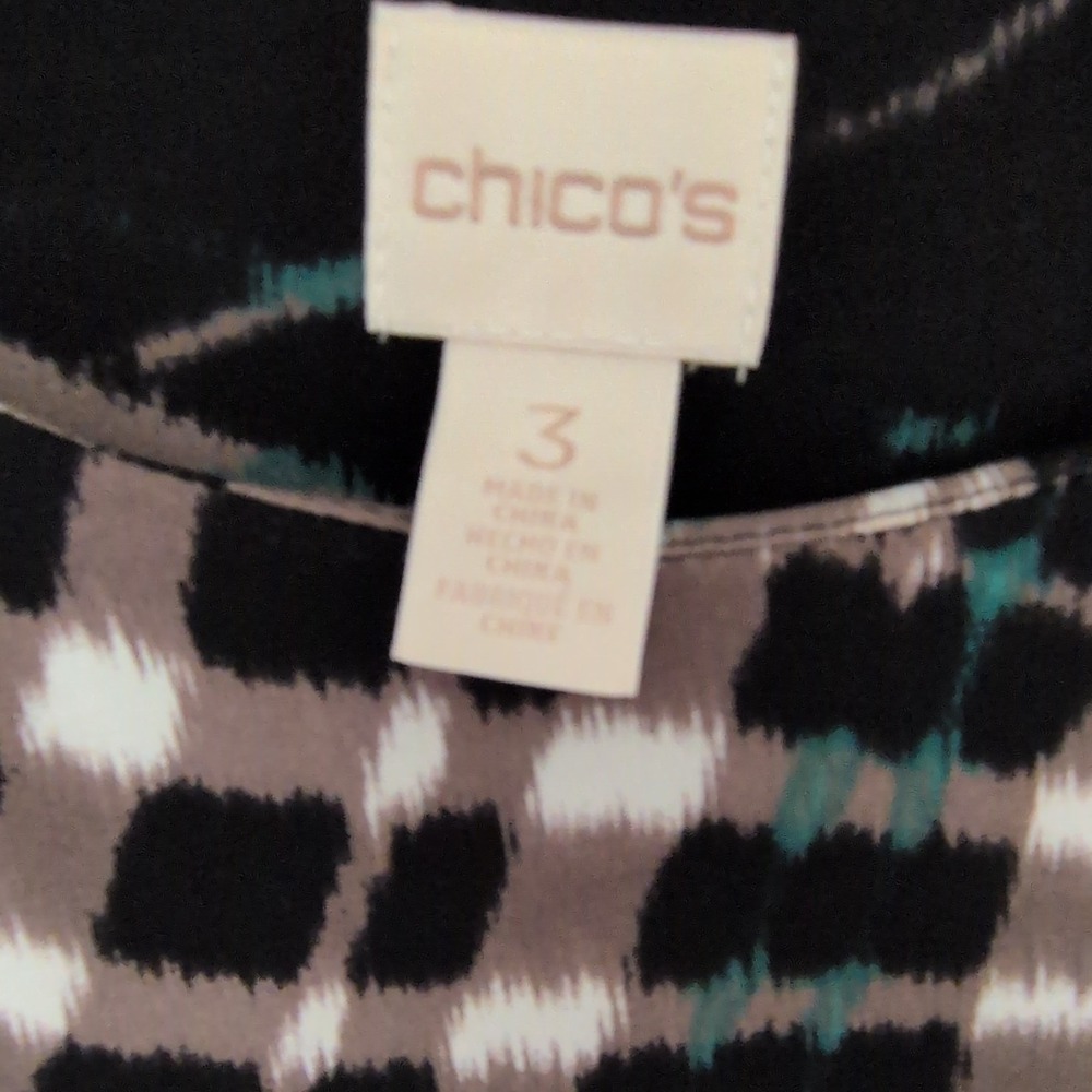 Chico's 3 sheath dress knit geometric knee length 3/4 sleeve pullover - Picture 2 of 5